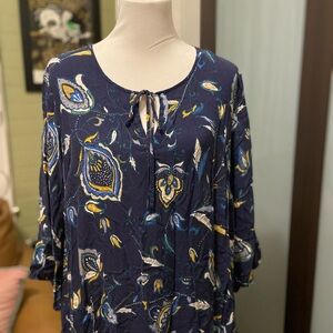 Westport Blue Long Sleeve Tie Front Dress